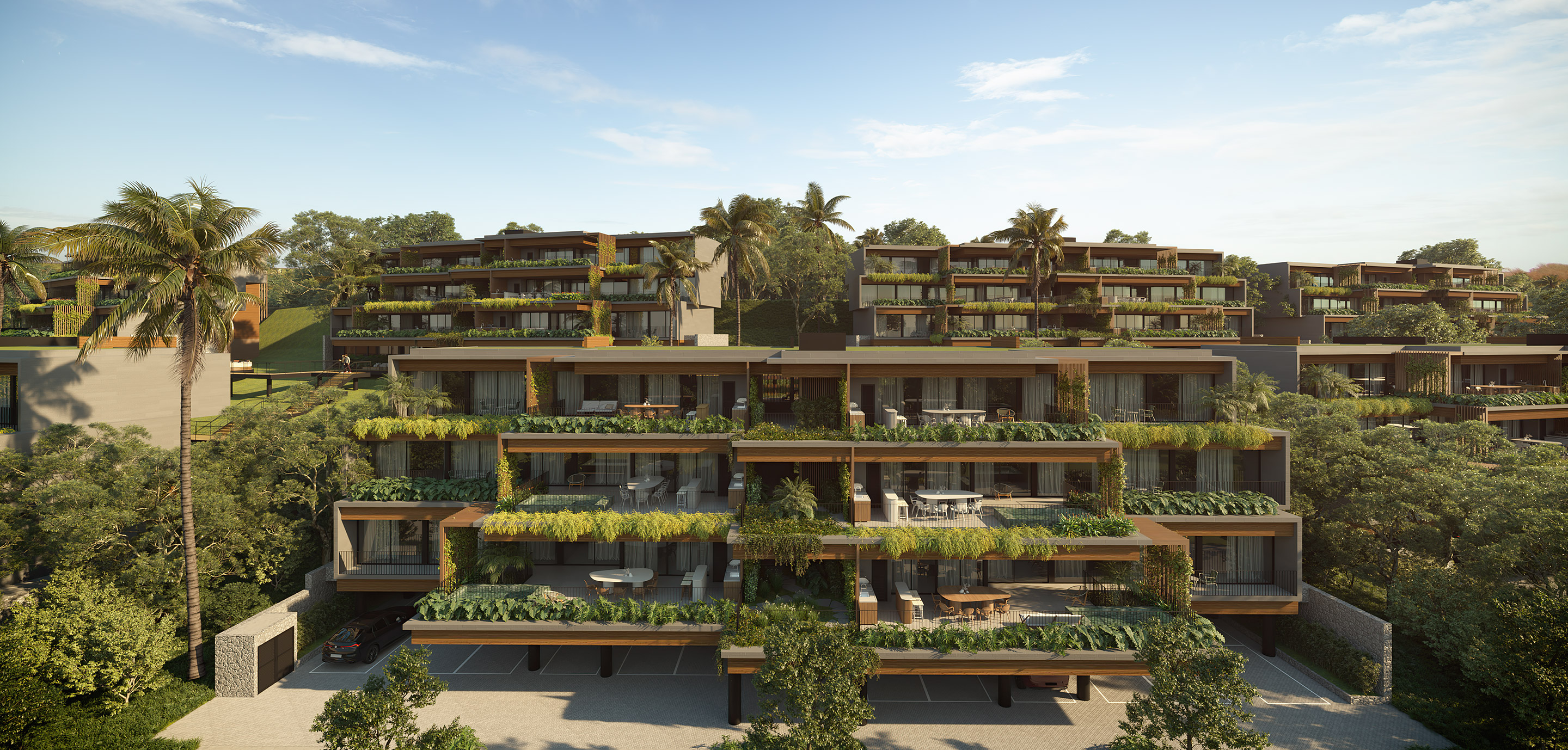 Perspectiva 3d casas altas