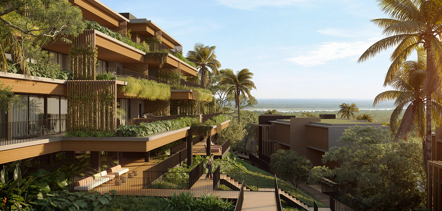 Perspectiva 3d das casas altas