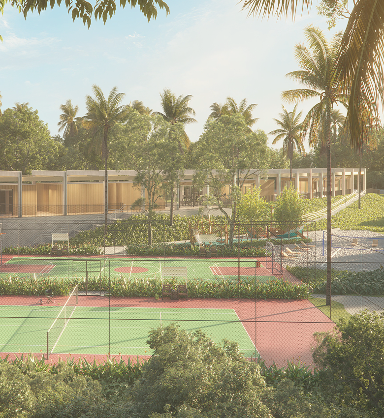 Perspectiva 3d quadra de tenis