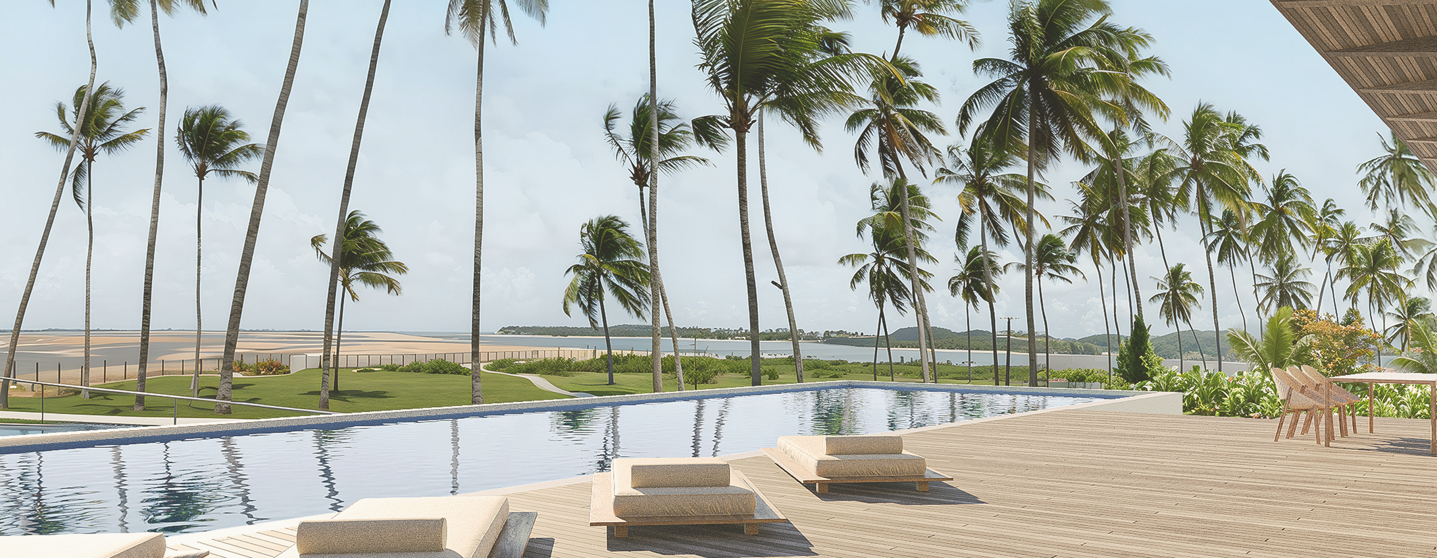 Perspectiva 3d da piscina nas casas